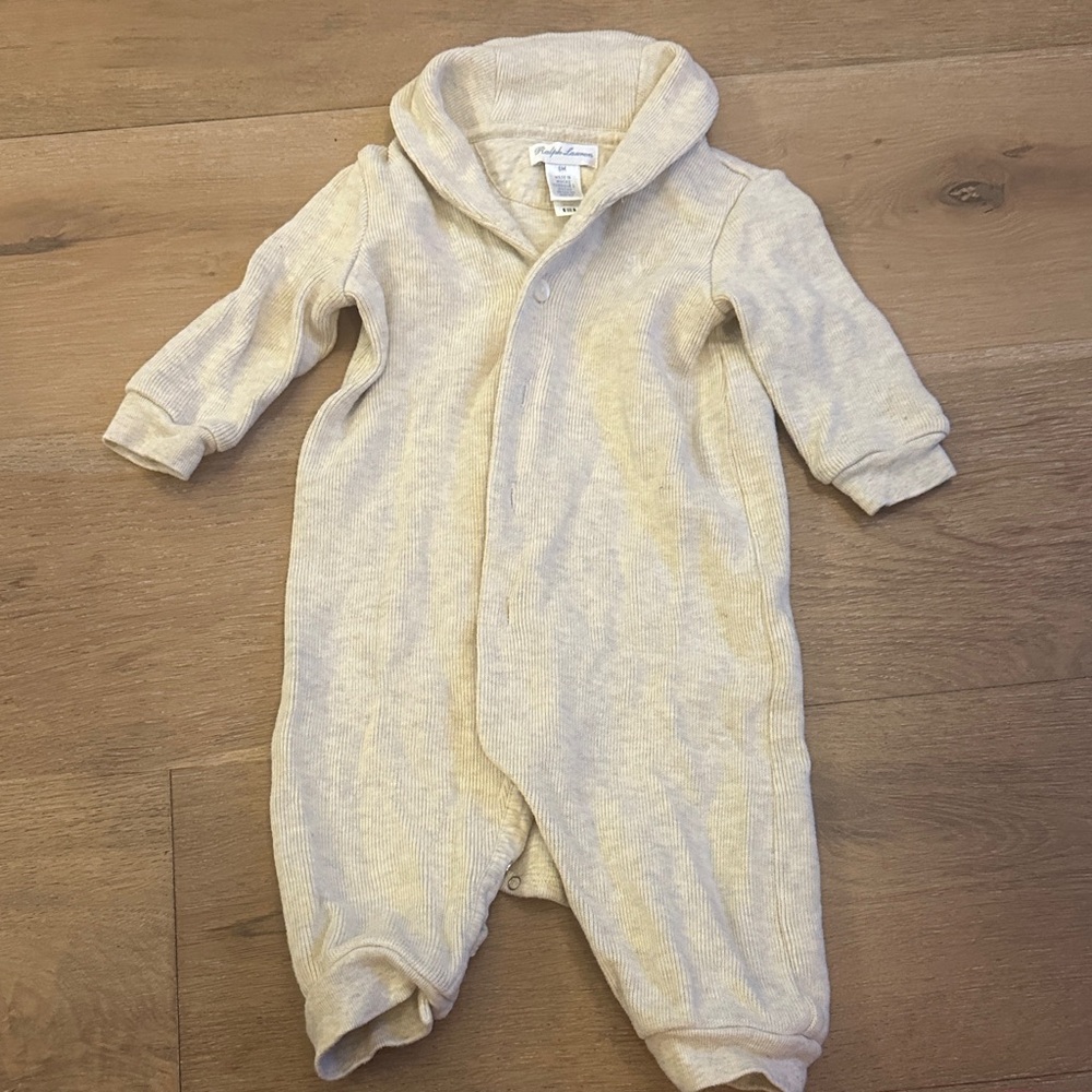 Polo by Ralph Lauren Cream Kids Footie One Piece